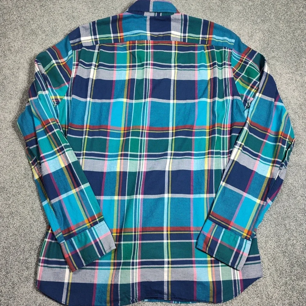 J Crew Button Down Shirt Mens M Slim Fit Summer Plaid Blue Multi 44917 Excellent